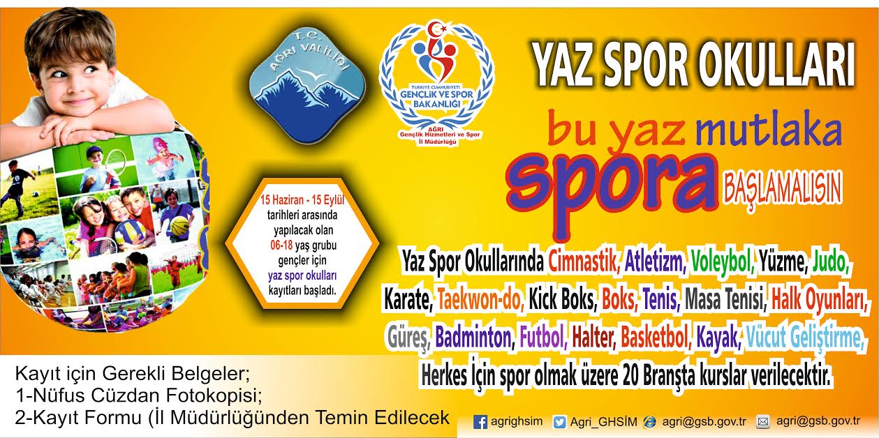 AĞRI’DA YAZ SPOR OKULLARI KAYITLARI BAŞLADI