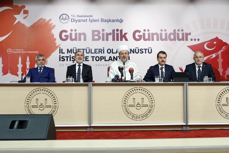 20.07.2016 İl Müftüleri Olağanüstü İstişare Toplantısı Sonuç Bildirgesi