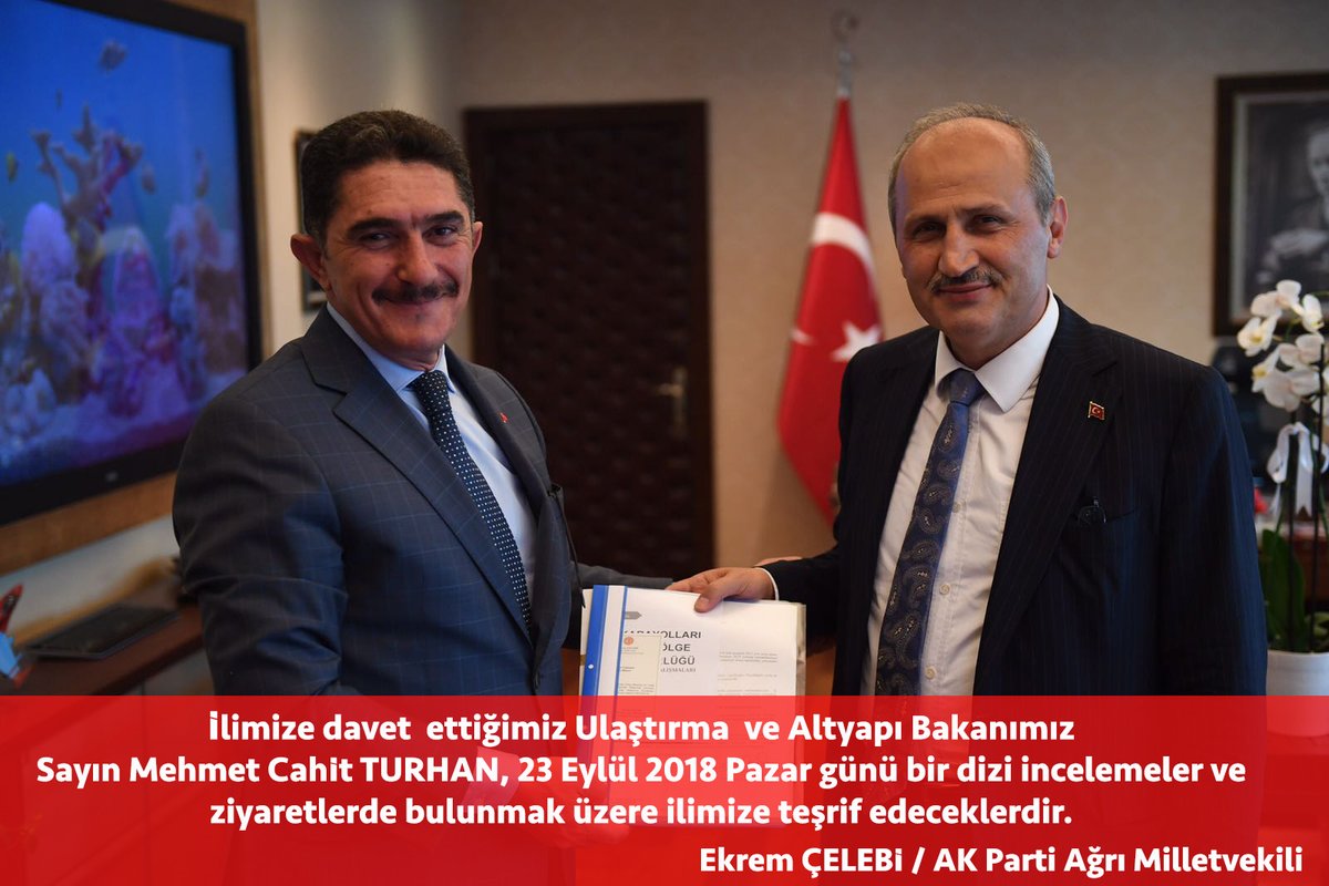 Ulaştırma Ve Altyapı Bakanı Mehmet Cahit Turhan Ağrı’ya Geliyor