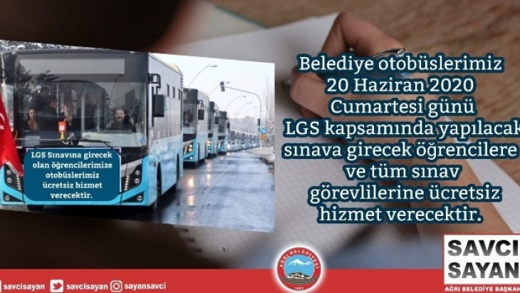 Ağrı’da LGS den Sonra YKS öğrencilerinede toplu ulaşım ücretsiz olacak